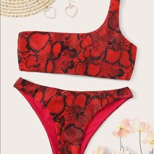 Red snake print bikini